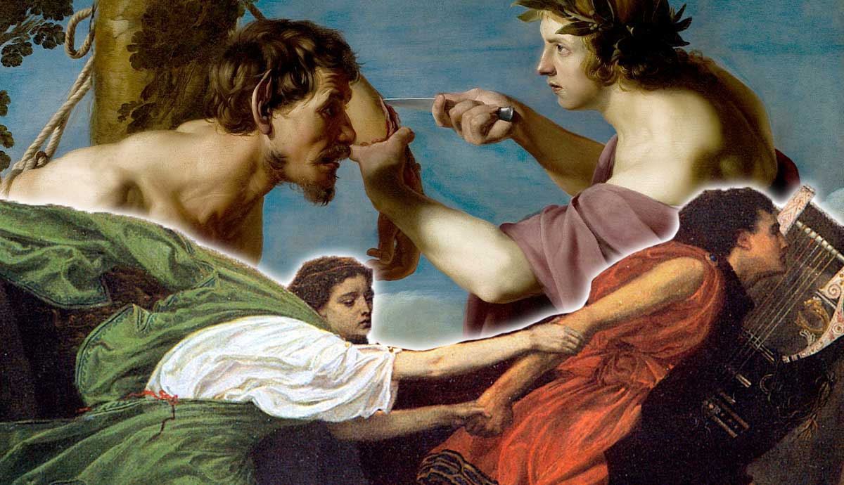 Apollo and Marsyas, by Bartolomeo Manfredi with Orpheus and Eurydice, by Edward Poynter