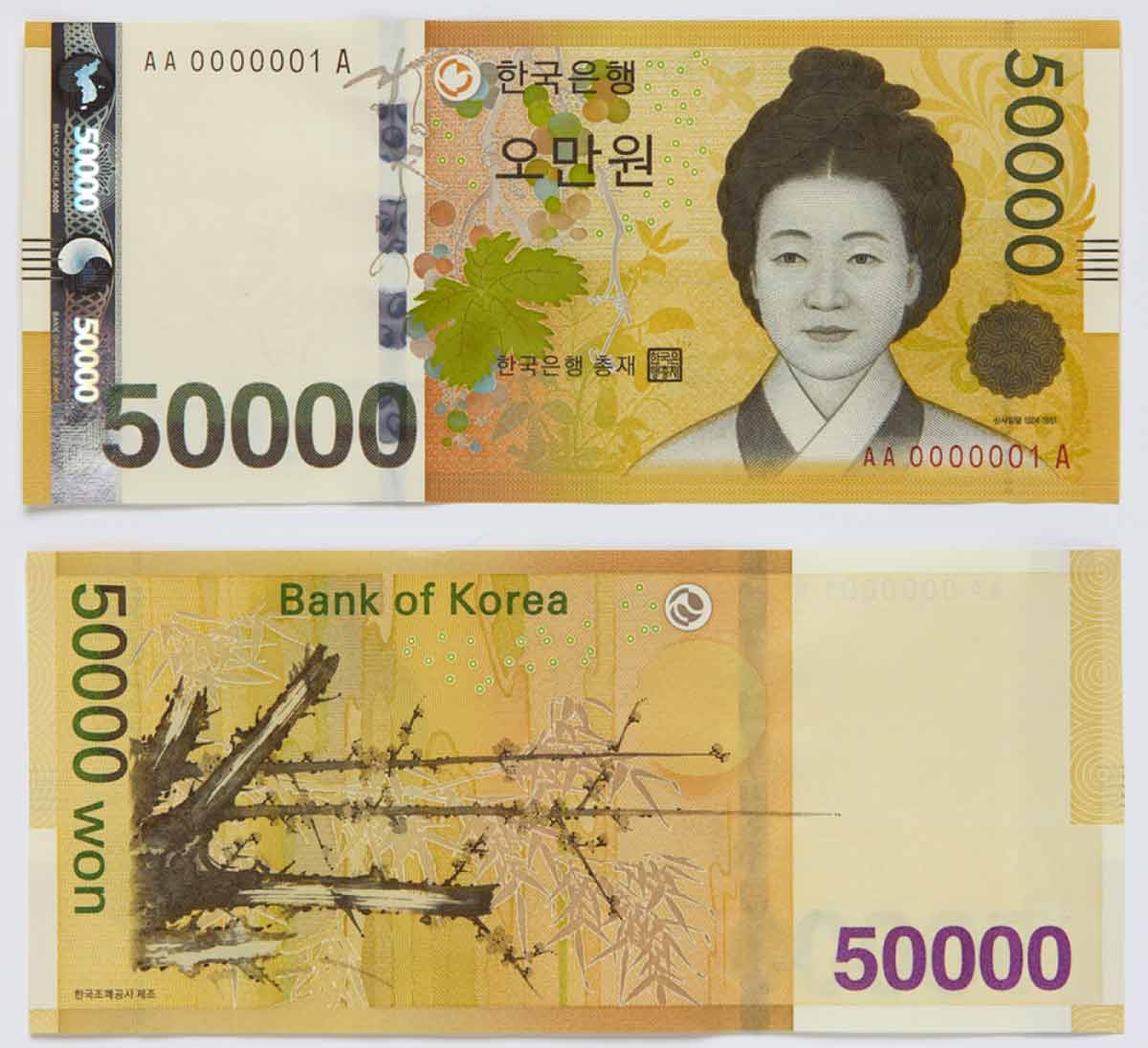 shin saimdang korean banknote 50000 won