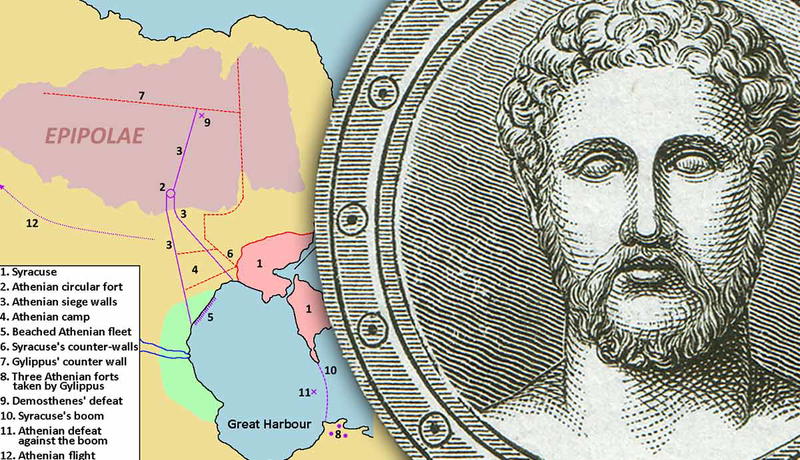 Map of the Sicilian Expedition siege and a portrait