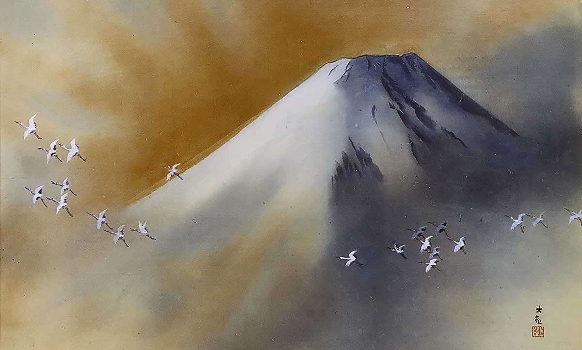 snowy peak cranes yokoyama taikan museums japan