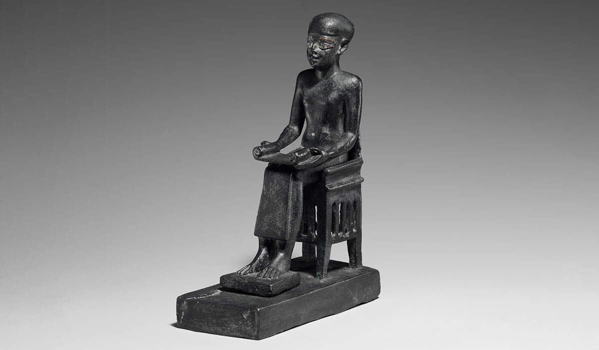 statuette seated imhotep metal