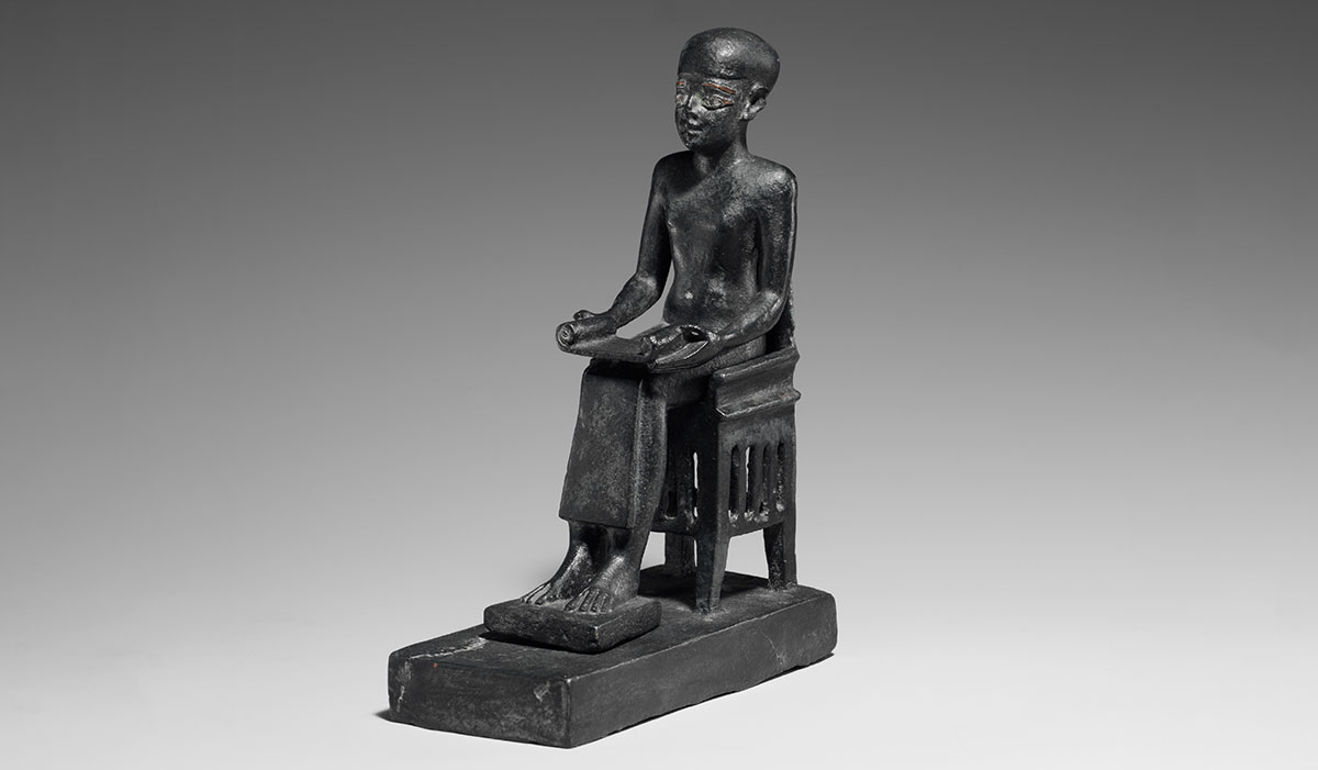 statuette seated imhotep metal