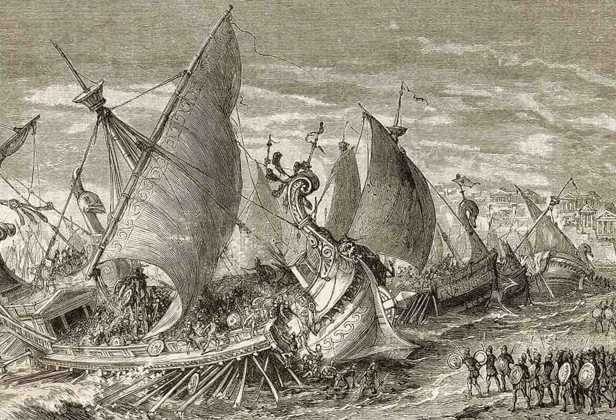 syracuse harbor athenian ships print