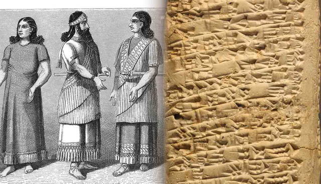 Ancient Mesopotamian figures and cuneiform tablet