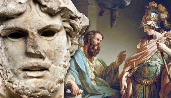Marble Head of a Greek General with Alcibiades Being Taught by Socrates