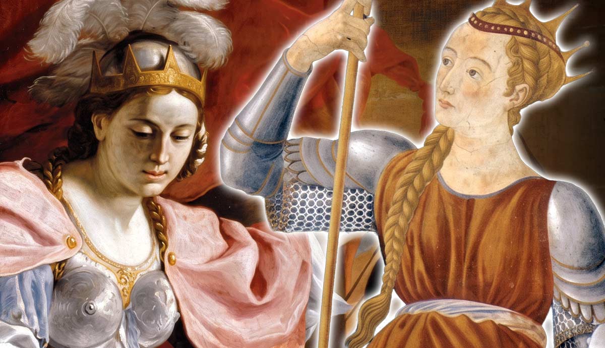 Two female warriors in royal attire