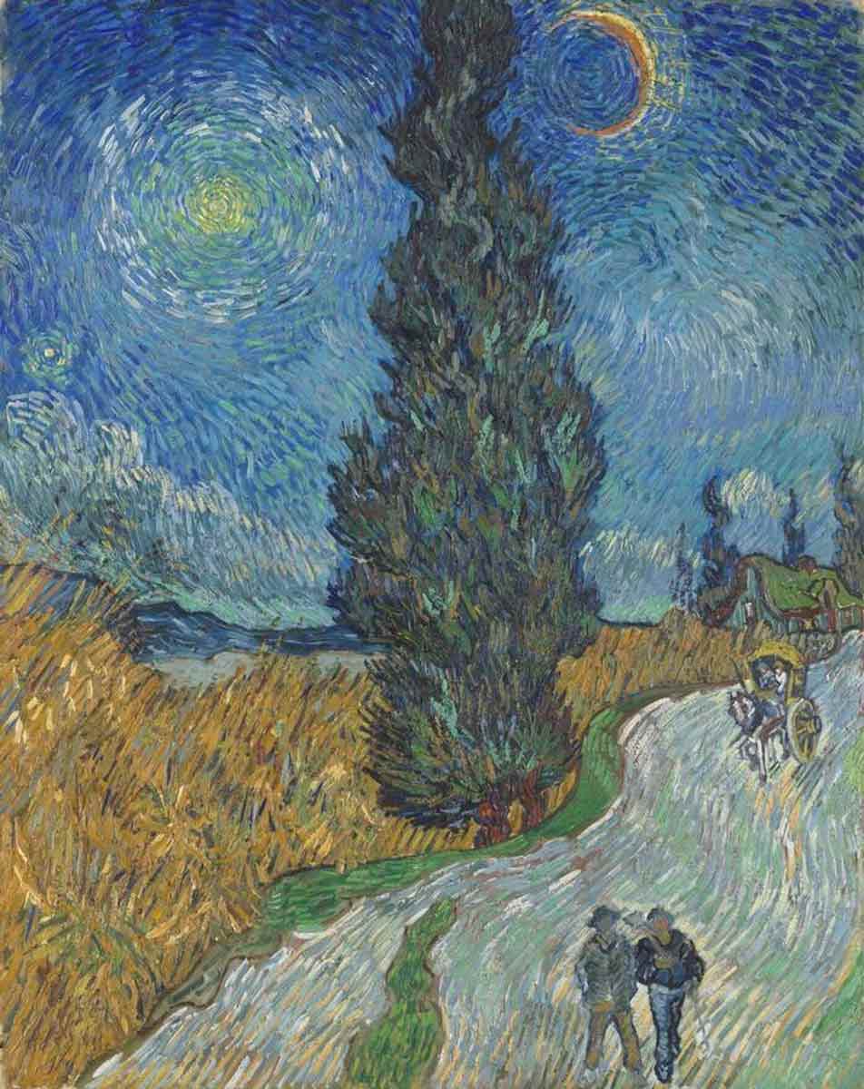 van gogh country road in Provence by night