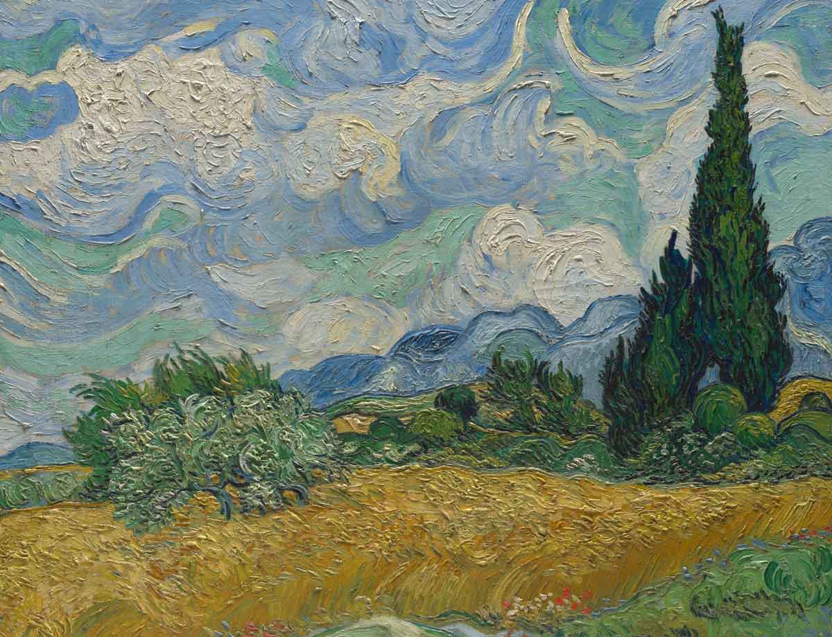 van gogh wheatfield with cypresses