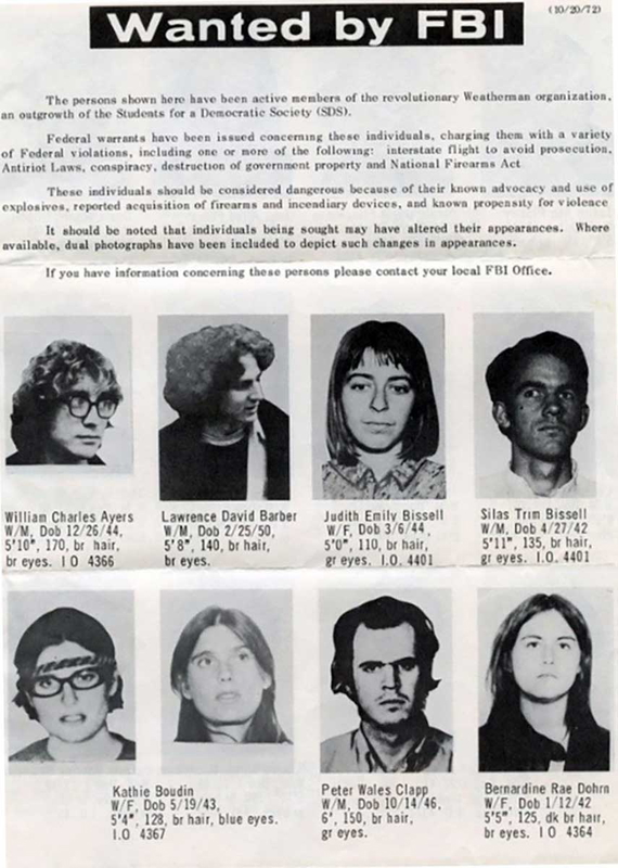 weathermen fbi wanted poster