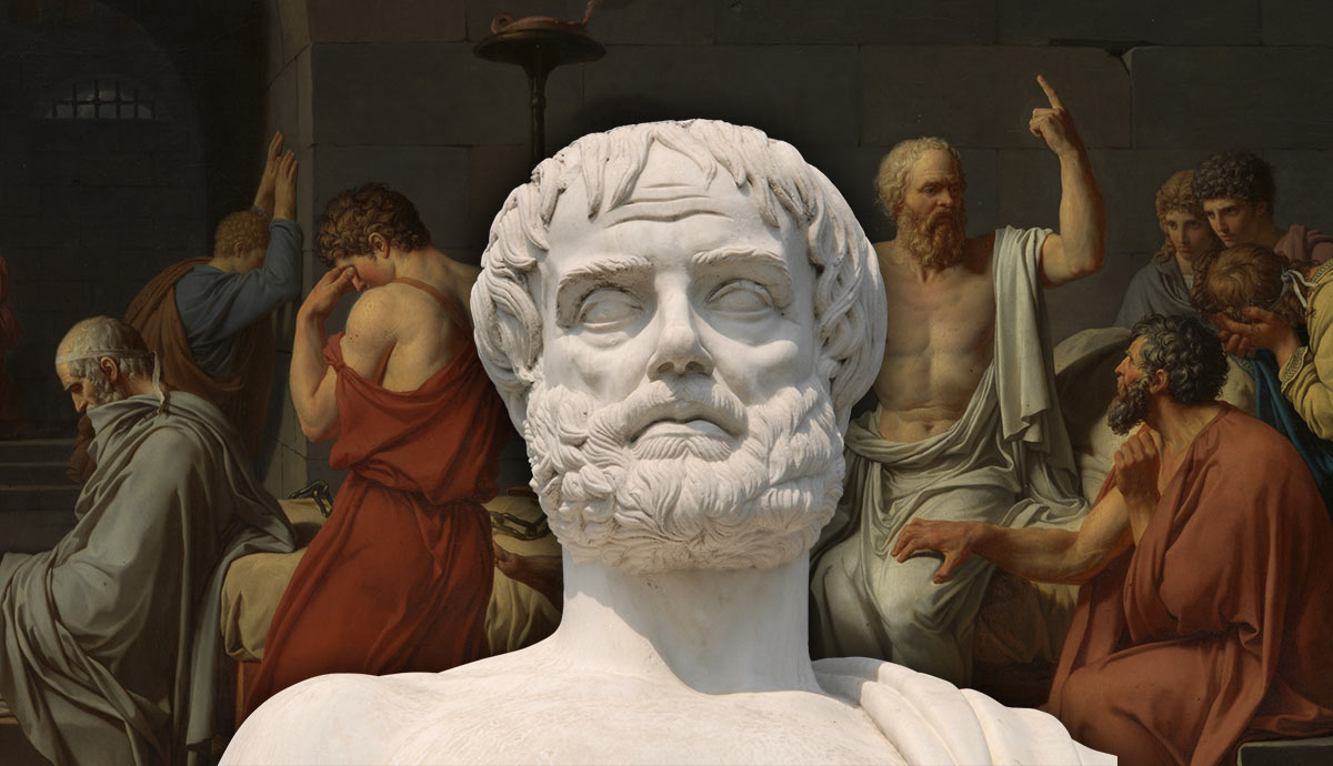 Aristotle bust before Death of Socrates