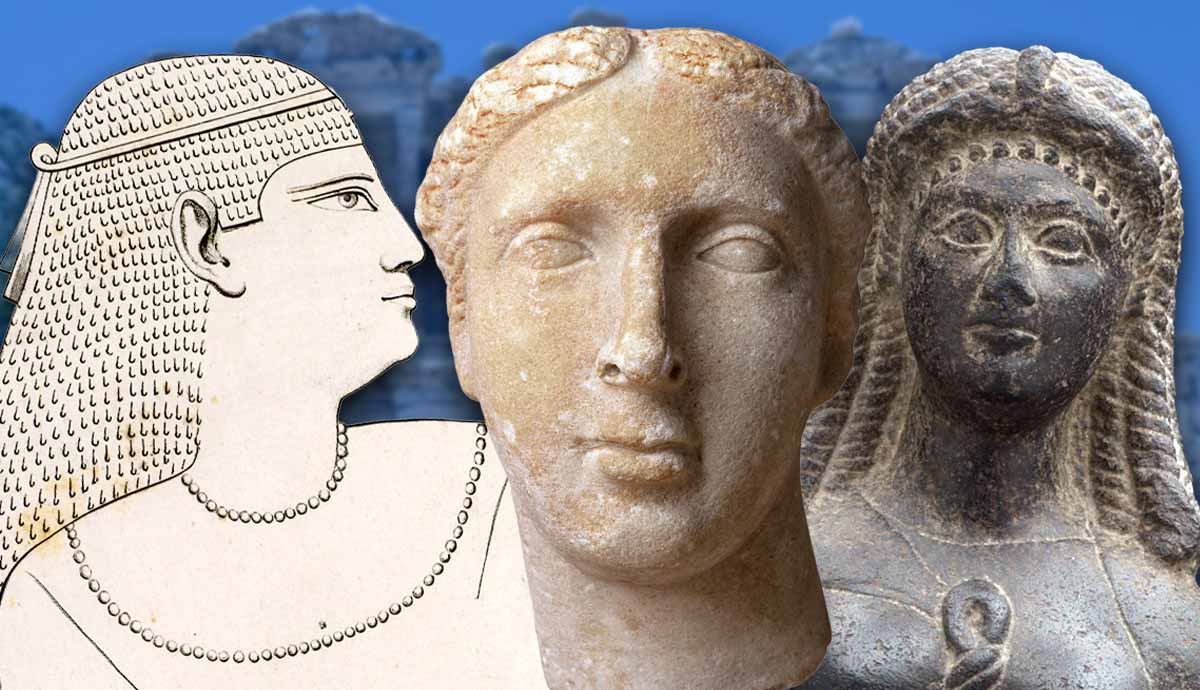 Three different artistic depictions of Cleopatras
