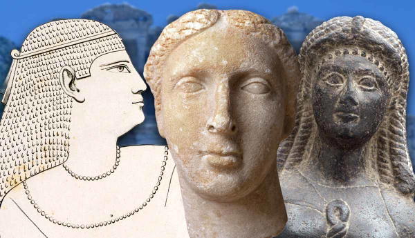 Three different artistic depictions of Cleopatras