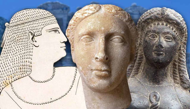 Three different artistic depictions of Cleopatras