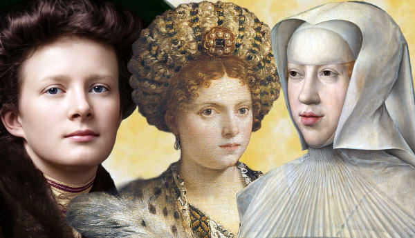 Three portraits of noble historical women