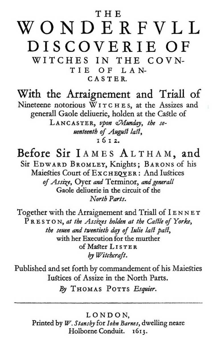 wonderful discovery of witches lancaster witchcraft pamphlet 1612