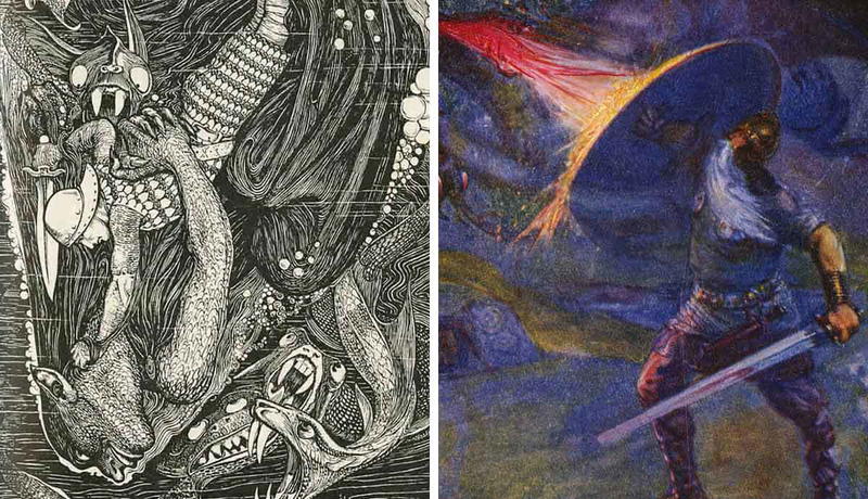 Beowulf fights Grendel’s Mother with Beowulf and the Dragon