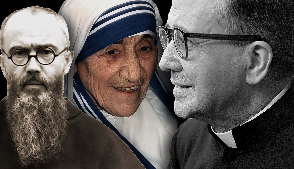 Mother Teresa between St. Maximilian Kolbe and Josemaría Escrivá.