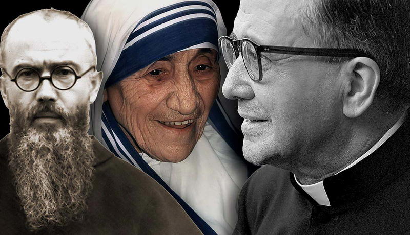 Mother Teresa between St. Maximilian Kolbe and Josemaría Escrivá.