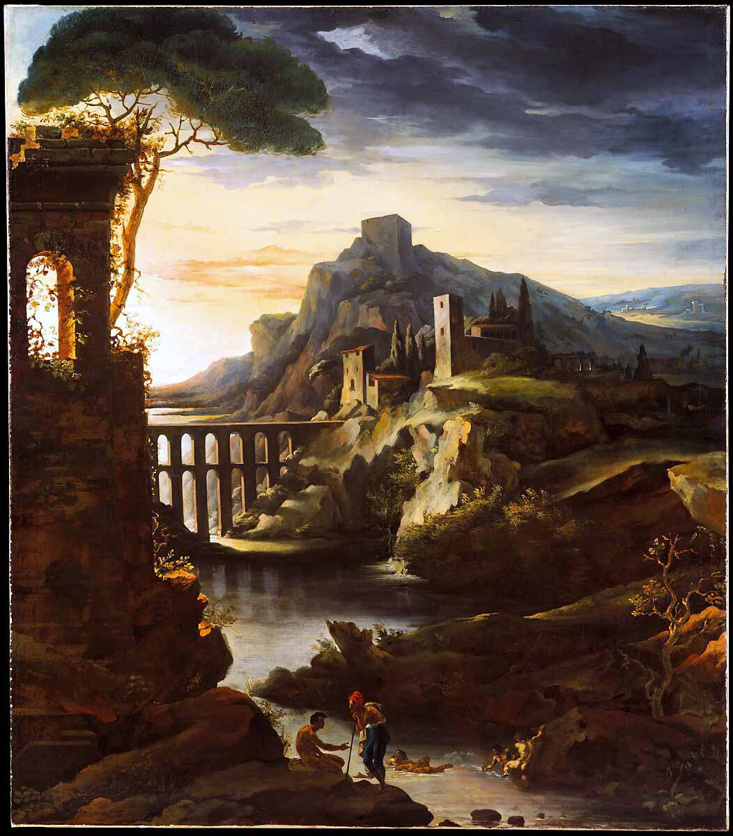 Landscape aqueduct gericault