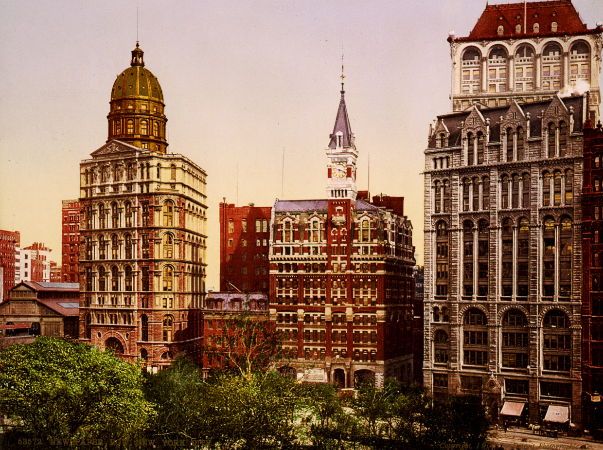 News Row in New York c. 1900 with the New York Times Building on the right. Source: Wikimedia Commons