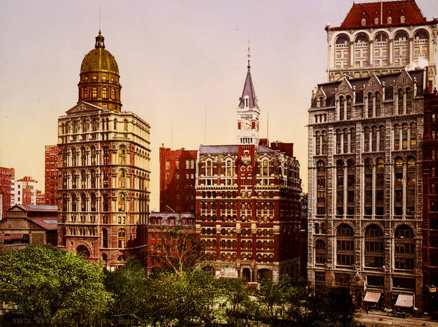 News Row in New York c. 1900 with the New York Times Building on the right. Source: Wikimedia Commons