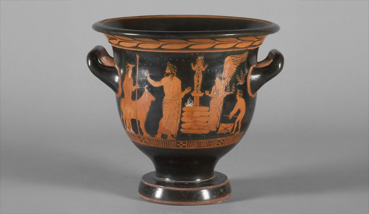 Sacrifice scene on krater