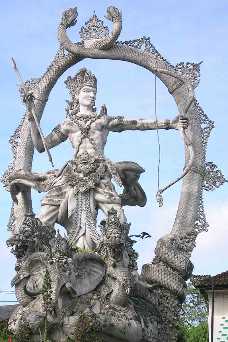 arjuna statue mythical weapons