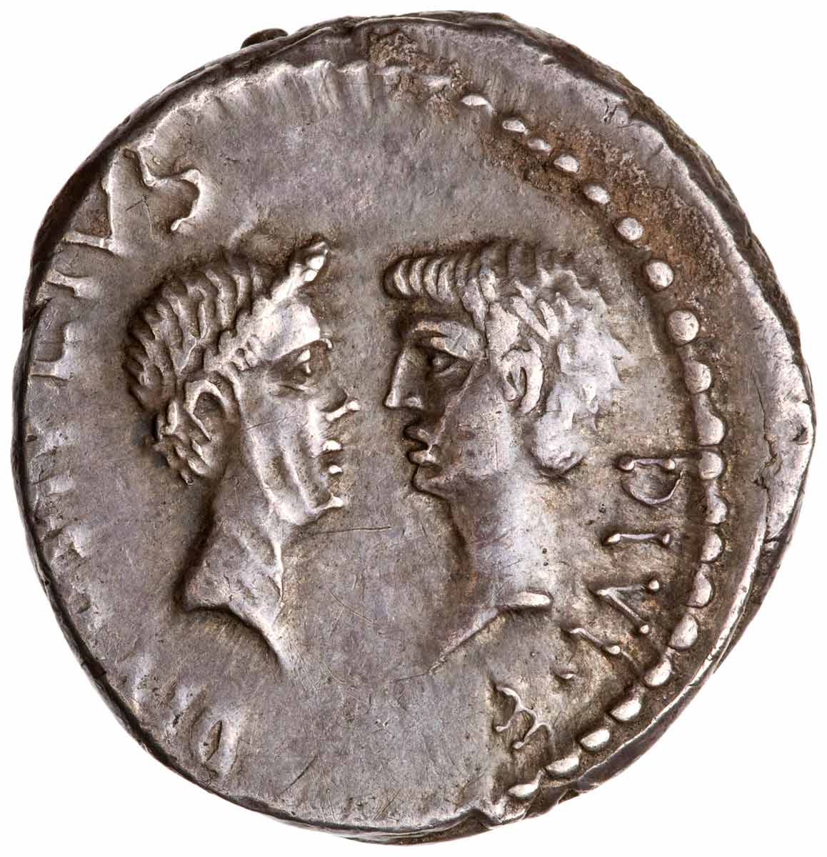 caesar octavian silver denarius