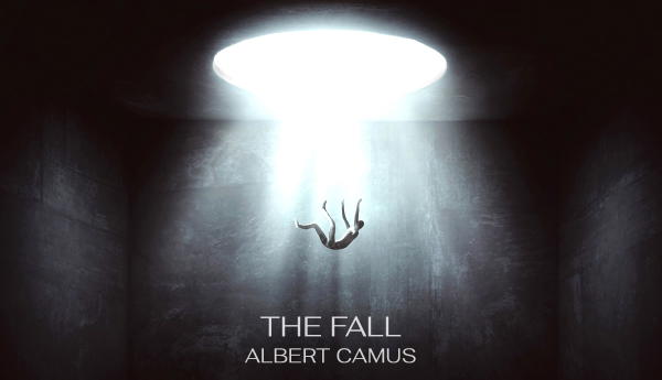 A person falling through a beam of light with camus the fall title