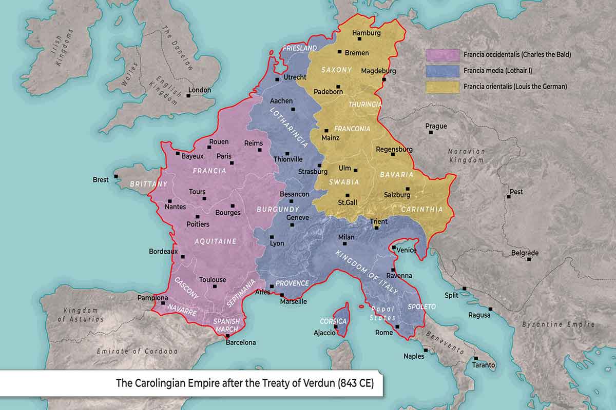 carolingian empire map