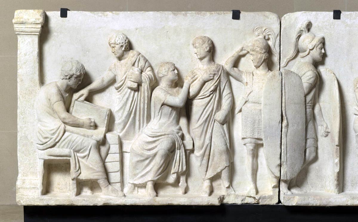 census scene altar relief