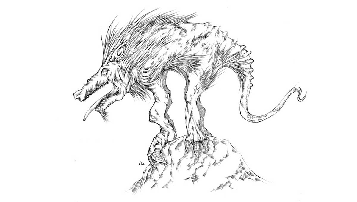 chupacabra greyscale drawing alvin padayachee