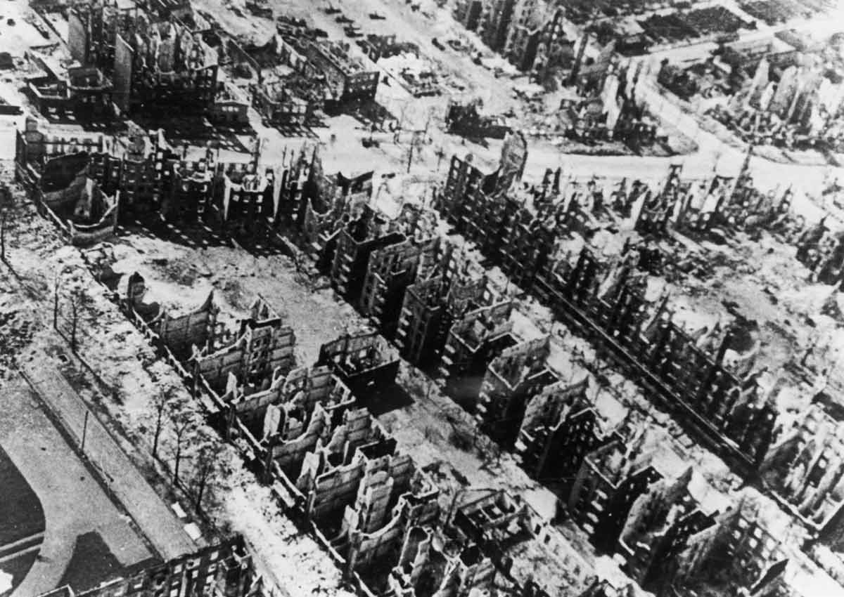 devastation bombing city