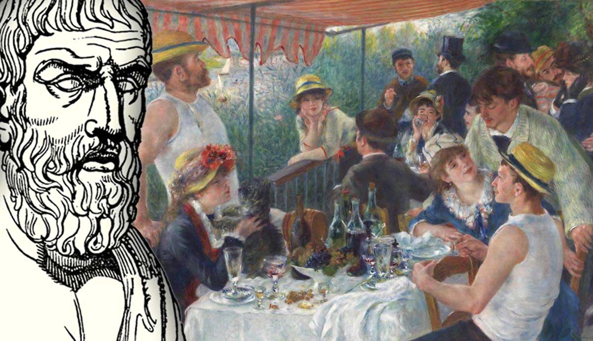 Epicurus superimposed on Renoir's boating party
