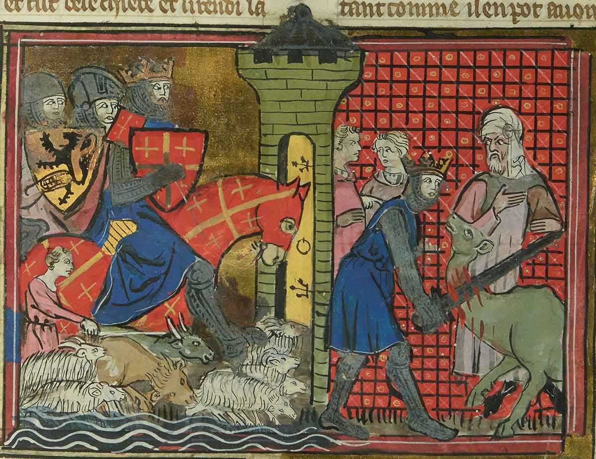 godfrey of bouillon decapitates a camel