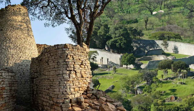 The ancient stone ruins of Great Zimbabwe National Monument.