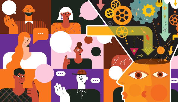 An abstract illustration of collective communication and processing
