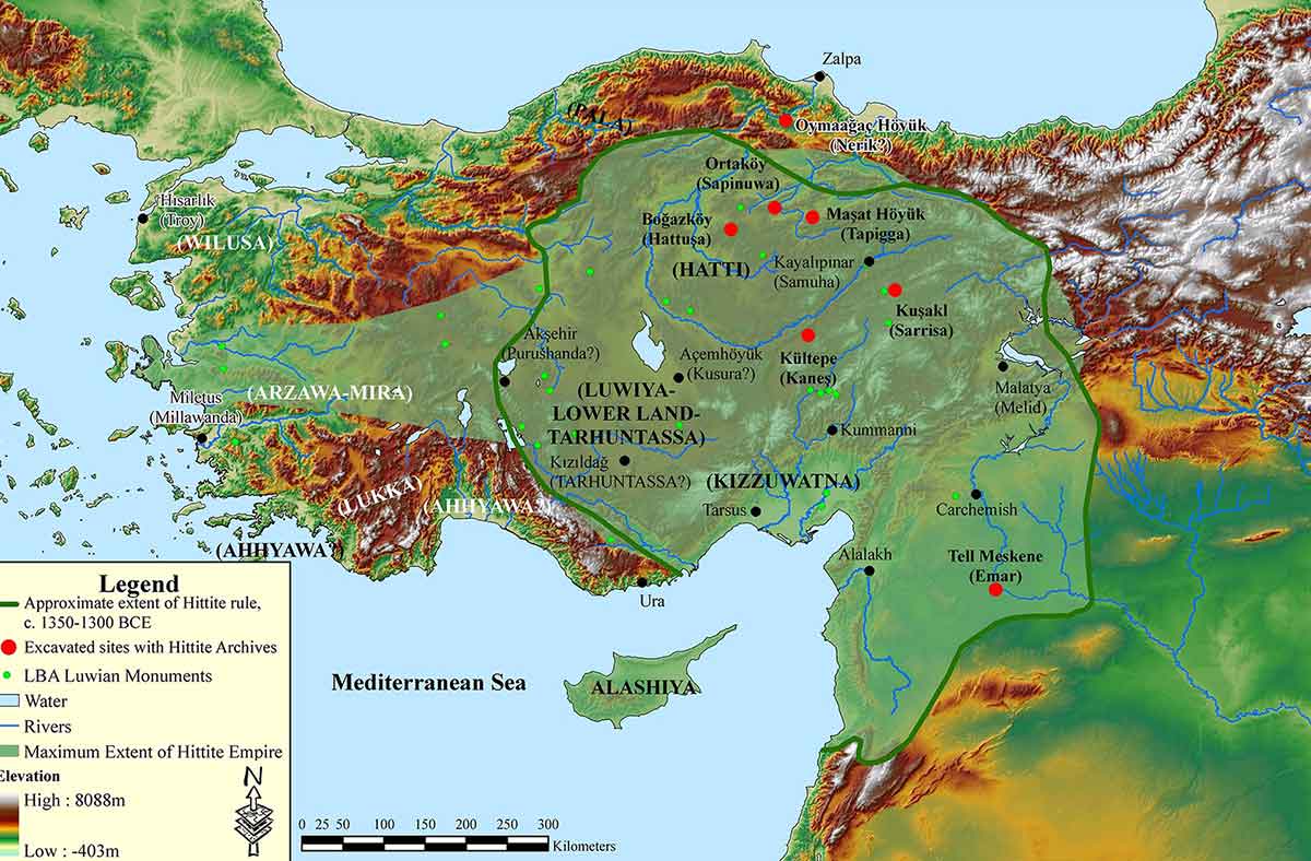 hittite empire territory map