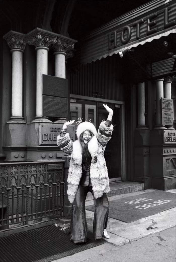 Janis Joplin in front of the Chelsea Hotel. Source: Wall Street Journal