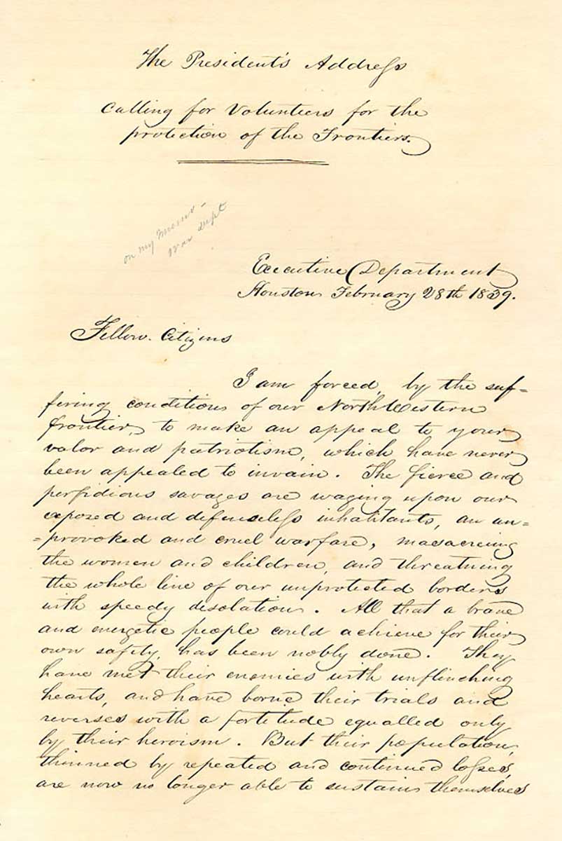 lamar letter february 1839