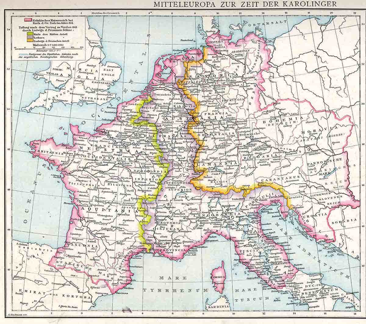 map division carolingian empire louis pious
