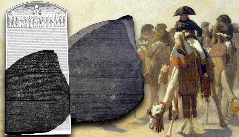Napoleon in Egypt near the Rosetta Stone