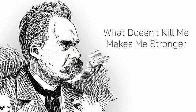 Sketch of Friedrich Nietzsche with famous quote.