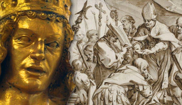Gold statue of a king and otto the great coronation