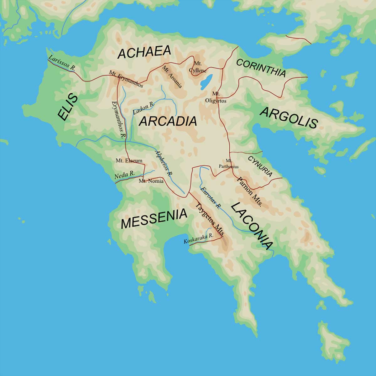 peloponnese ancient regions map cc by 3