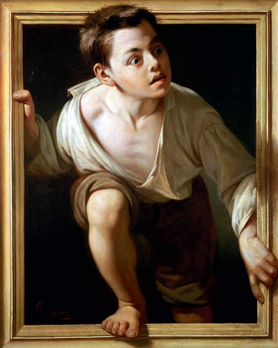 pere borrell escaping criticism painting