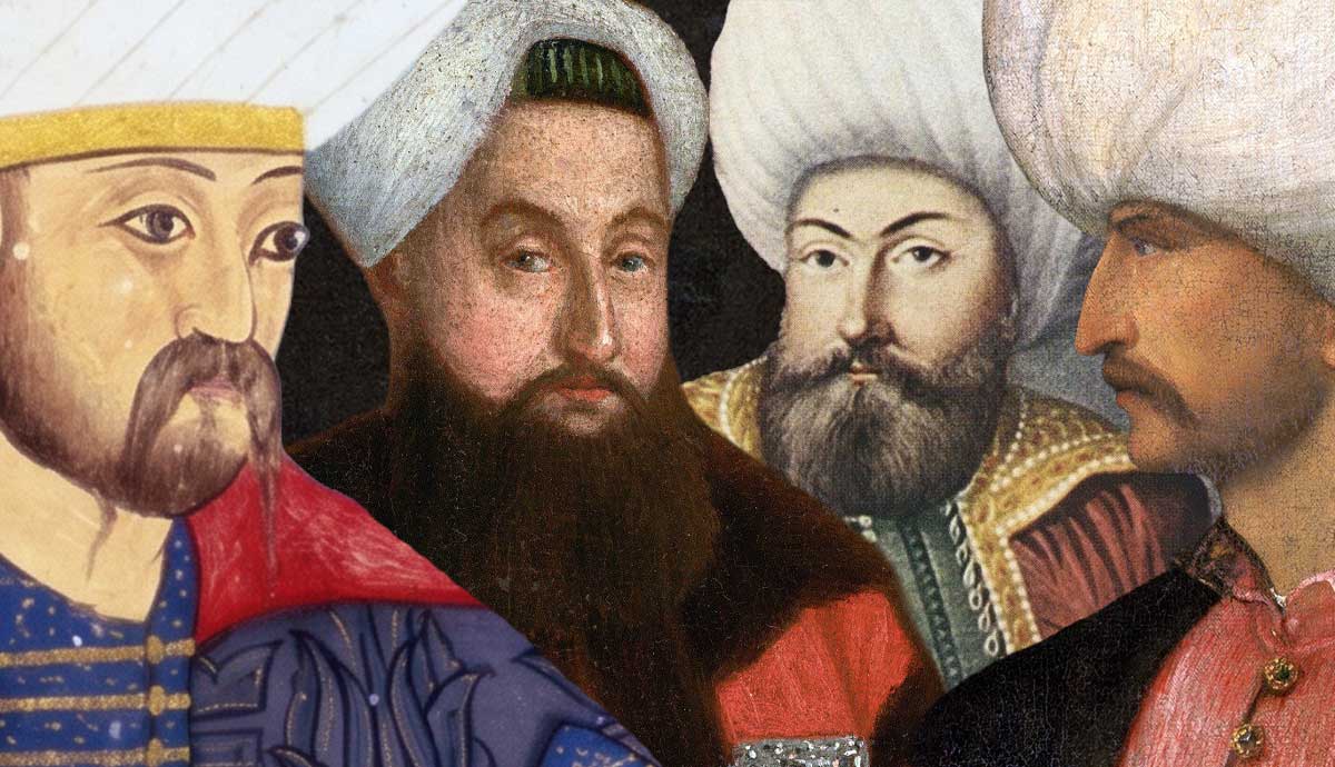 Portraits of four historical Ottoman Sultans.
