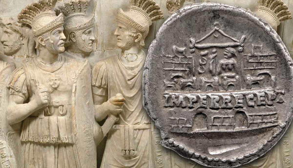 Roman Praetorian Guard and ancient coin.