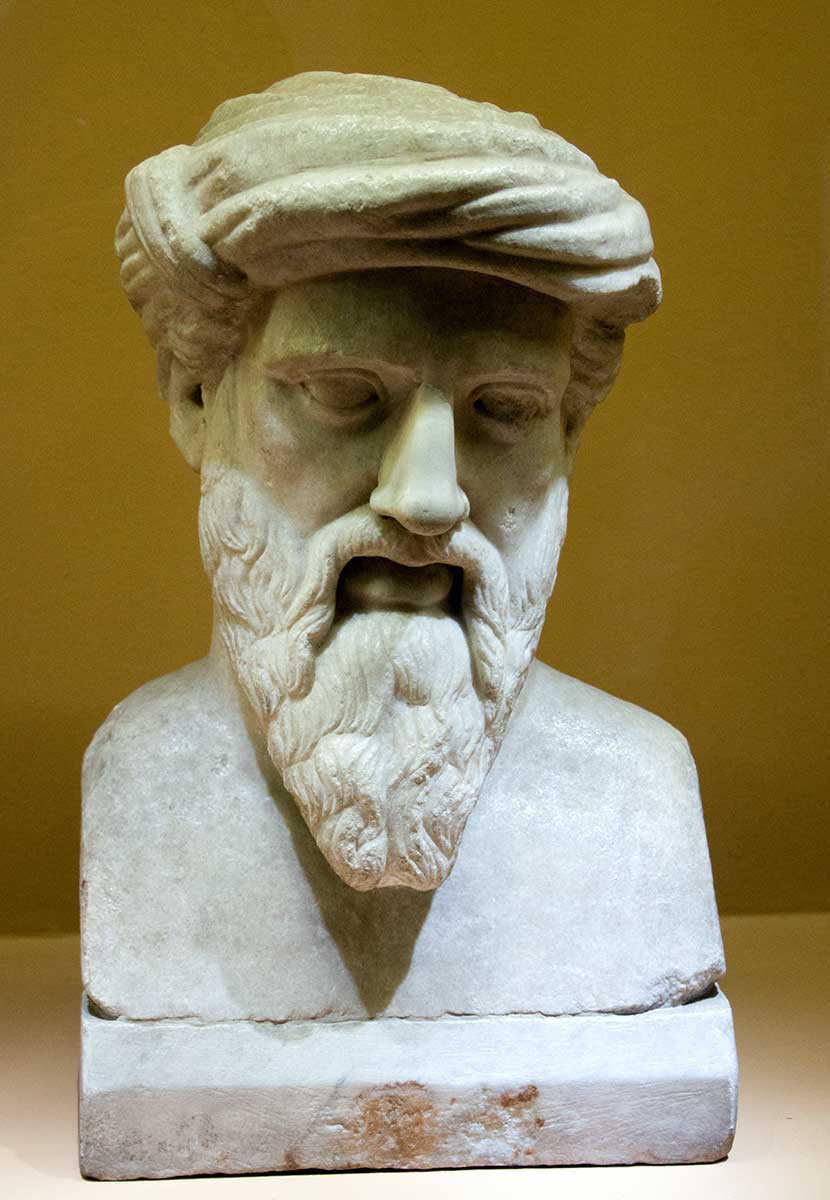 pythagoras mathematician philosopher bust