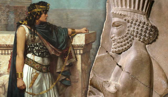 Queen Zenobia, Palmyra, with Ancient Persian Guard, Achaemenid. Source: The Brooklyn Museum.